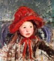 Little Girl in a Large Red Hat mothers children Mary Cassatt